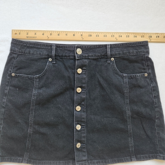 American Eagle Outfitters Black Denim Jean Skirt Mini Hi- Rise A-line Preppy 14 - Picture 14 of 15